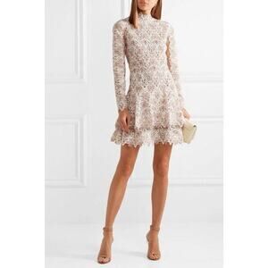 Jonathan Simkhai Guipure Lace Long Sleeve Mini Dress Off-White Women's Size 8
